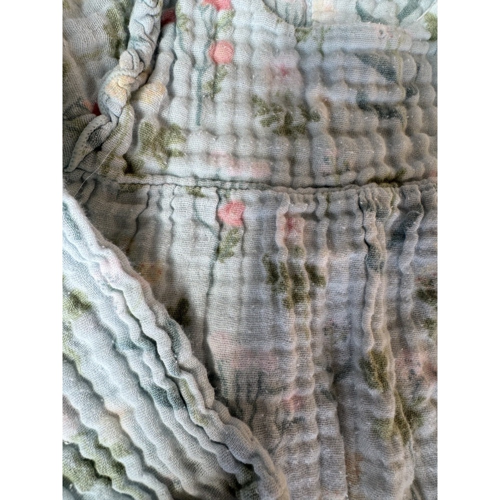 Angel Dear Soft 100% Cotton Button-Up Light Blue Floral Baby Romper Sz 12-18 Mos - Picture 3 of 4
